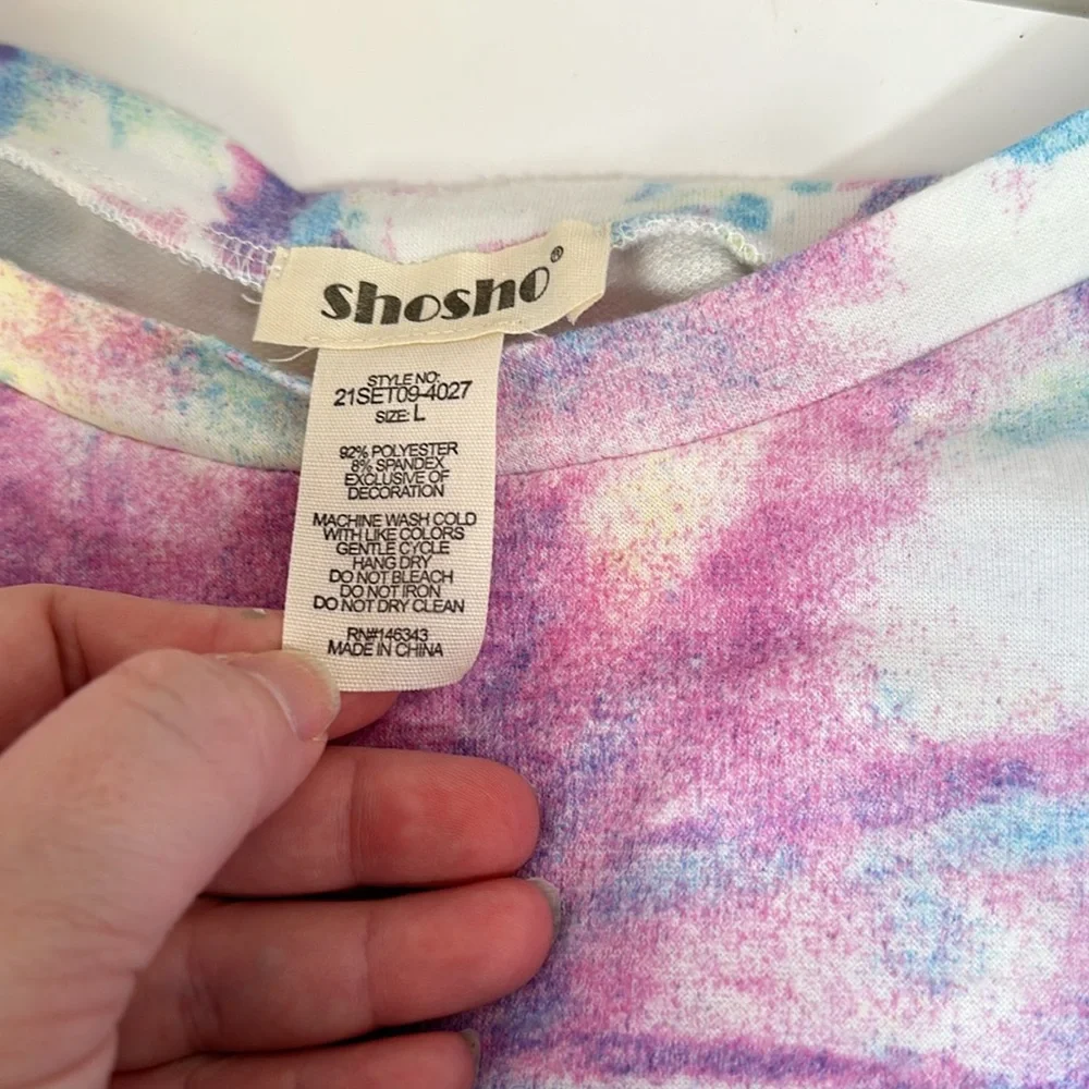 Sho sho tie dye crop top and short sleep set size large - Picture 3 of 8